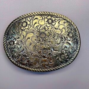 Gold Plated Western Floral Belt Buckle